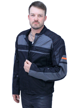 Men’s Vented Gray Orange Textile Jacket with Armor #MC360316AZV
