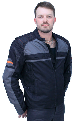 Men’s Vented Gray Orange Textile Jacket with Armor #MC360316AZV
