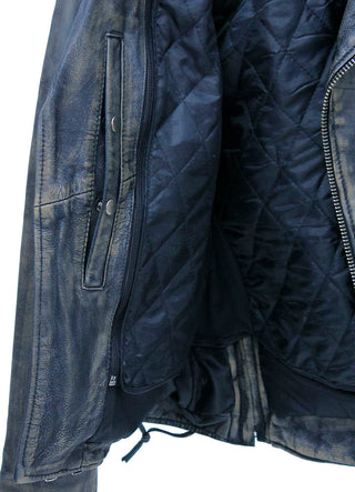 Men’s Vintage Brown Double Zip MC Leather Jacket #MA24803GN