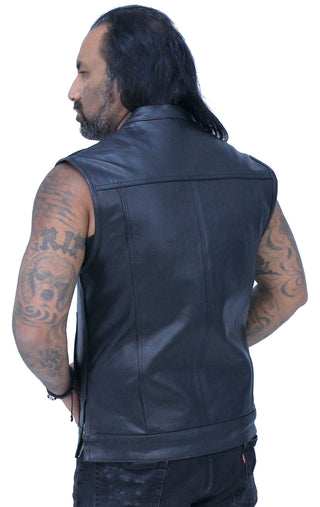 Premium Buffalo Leather Snap & Zip Concealed Pockets Vest #VM6655GK - MENS VEST