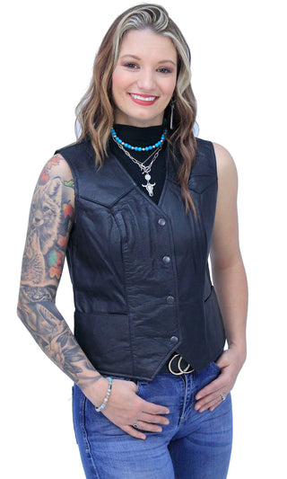 Premium Buffalo Leather Vest for Women #VL410K