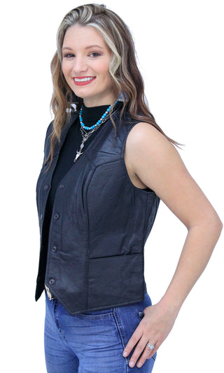 Premium Buffalo Leather Vest for Women #VL410K