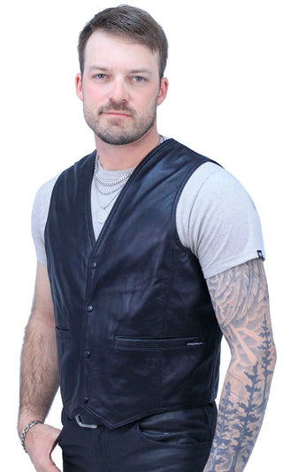 Premium Lambskin Leather Business Vest #VM418K - MENS VEST