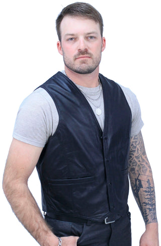 Premium Lambskin Leather Business Vest #VM418K - MENS VEST