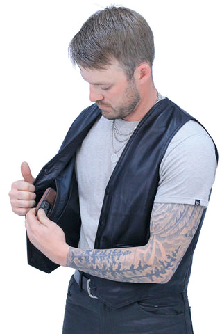 Premium Lambskin Leather Business Vest #VM418K - MENS VEST