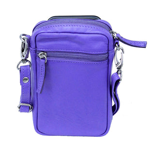 Purple Leather 4 x 7 Cross Body Cell Phone Pouch #ACP274PU