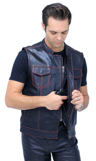 Red Stitch Flag Lined Ultra Premium Club Vest #VM684FLAGR - MENS VEST