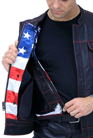 Red Stitch Flag Lined Ultra Premium Club Vest #VM684FLAGR - MENS VEST