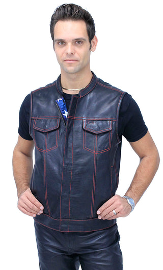 Red Stitch Flag Lined Ultra Premium Club Vest #VM684FLAGR - MENS VEST