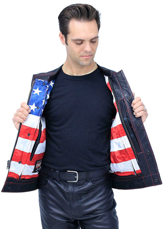 Red Stitch Flag Lined Ultra Premium Club Vest #VM684FLAGR - MENS VEST