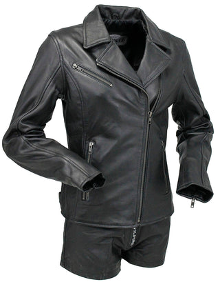 Reflector Stars Women’s Lambskin Motorcycle Jacket #L6960RK-STAR