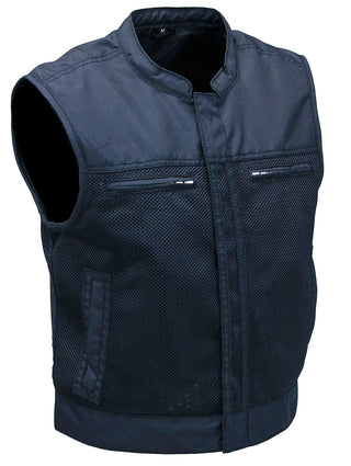 Short Men’s Black Moto Mesh Club Vest w/Concealed Pockets #VMC6500VGK