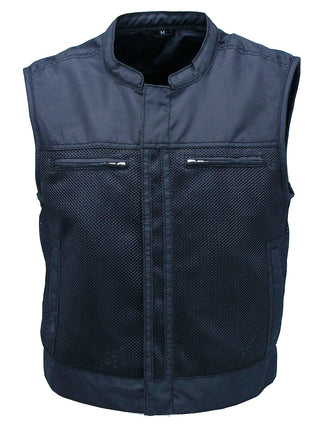 Short Men’s Black Moto Mesh Club Vest w/Concealed Pockets #VMC6500VGK