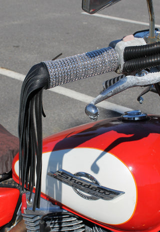 Simulated Crystal Leather Grip Covers with Fringe #GR2023FCRY