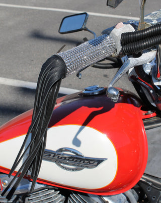 Simulated Crystal Leather Grip Covers with Fringe #GR2023FCRY