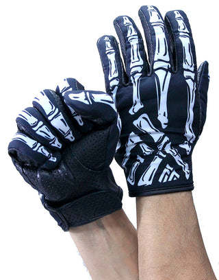 Skeleton Hand Gloves w/Perforated Leather Gel Padded Grip #G8241SKULL