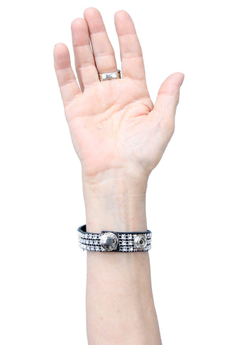 Soft Black Leather & Crystal Bracelet #WB2409KCRY