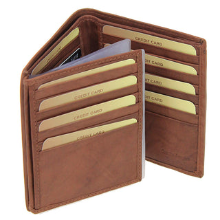 Soft Brown Leather Tall Bifold Wallet with Center Flap #WB2378N