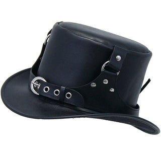 Steampunk Buckled Leather Tophat #H2204BUK