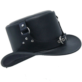 Steampunk Buckled Leather Tophat #H2204BUK