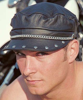 Stud & Chain Biker Cap #H20RC