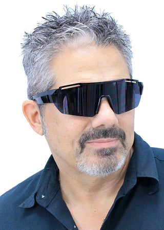 Super Dark One Piece Shield Sunglasses #SG7741SHSD