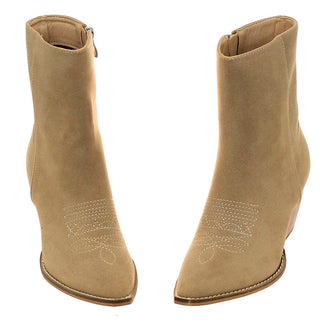Tan Suede Ladies Ankle Boots with Zipper #BLC02TAN-FANCY