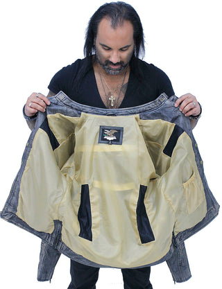 Taupe/Black Distressed Leather Vented Café Racer Jacket #MA2020VQGK