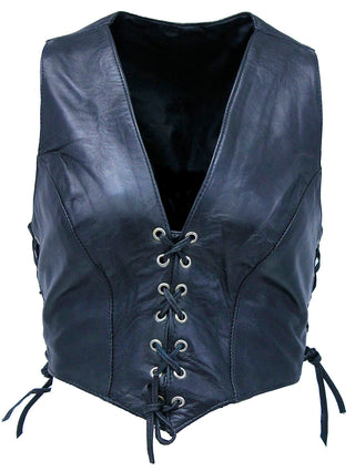 Triple Lace-Up Leather Vest #VL30110LLK ()