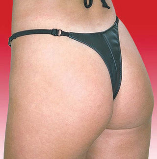 Black Snap Away Leather Thong #UGTB