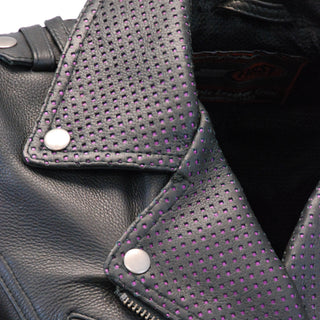 Ultra Premium Women’s MC Jacket with Purple Accent Collar #L184VPUR