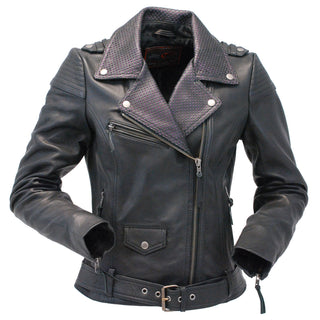 Ultra Premium Women’s MC Jacket with Purple Accent Collar #L184VPUR