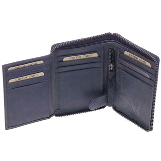 Vintage Black 12 Pocket Zip Around Organizer RFID Wallet #WZ51323KID