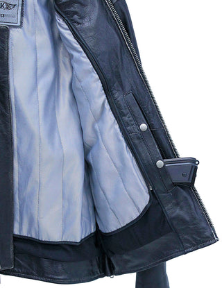 Vintage Black Concealed Pocket Motorcycle Jacket w/Vents #MA5020VZK