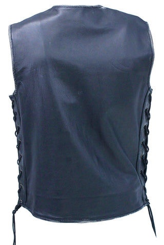 Vintage Black Side Lace Concealed Pocket Straight Bottom Vest #VMA2611GK