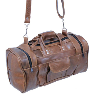 Vintage Brown Leather Duffel Bag Large Travel Gym Overnight Weekender #P3102DN