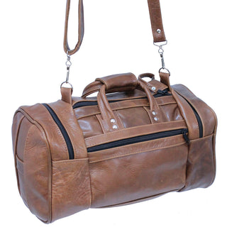 Vintage Brown Leather Duffel Bag Large Travel Gym Overnight Weekender #P3102DN