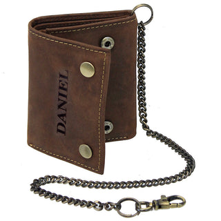 Vintage Brown Trifold Chain Wallet #WC54379N