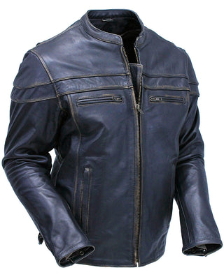 Vintage Leather Vented Motorcycle Jacket w/Concealed Pockets #MA6037VZN