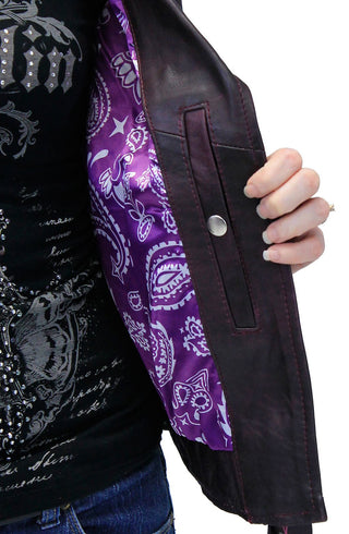 Vintage Purple Leather Motorcycle Jacket #LA6832117P
