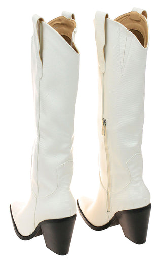 White 16’’ Ladies Lizard Embossed Knee High Boots #BLC750ZW-MILES16