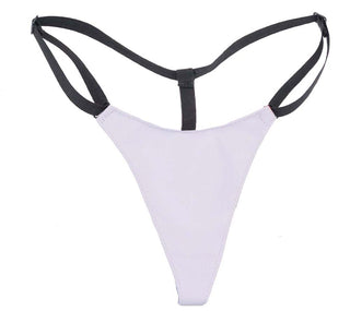 White Leather G-String with Adjustable Sides #UG4008W ()