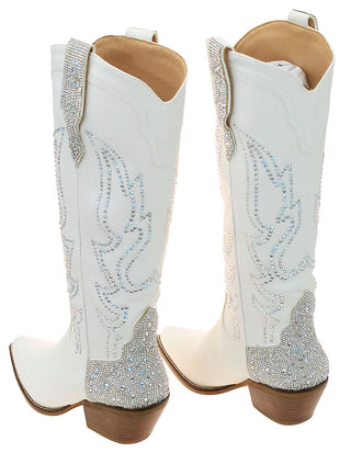 White Rhinestone Wing Embellished on White Cowgirl Boots #BLC10W-GYPSY