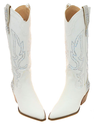 White Rhinestone Wing Embellished on White Cowgirl Boots #BLC10W-GYPSY
