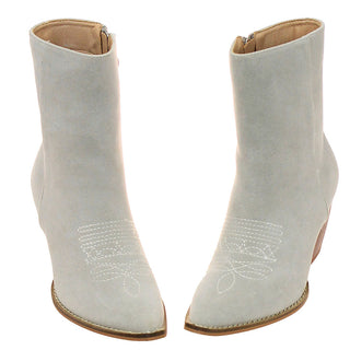 White Suede Ladies Ankle Boots with Zipper #BLC02GY-FANCY