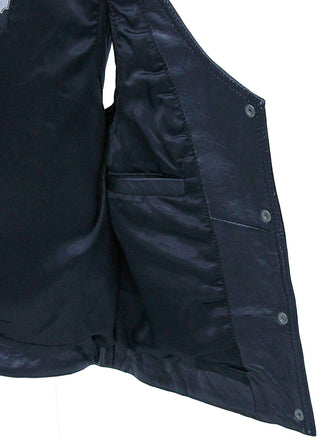 Women’s Eyelet Trim Laced Up Black Leather Vest #VL6985ELK (S,3X)