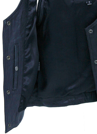 Women’s Eyelet Trim Laced Up Black Leather Vest #VL6985ELK (S,3X)