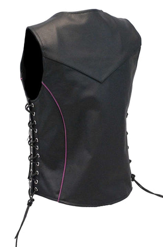 Women's Purple Piping Side Lace Concealed Pocket Vest #VL68501GPU (XS-2X)