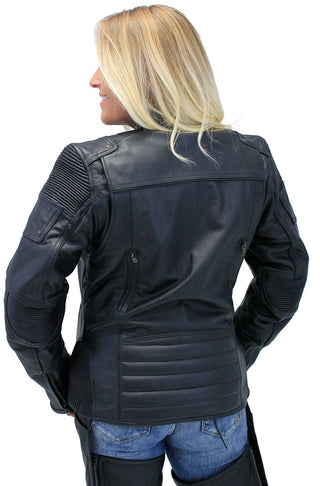 Women's Ultimate Black Racer Vented Motorcycle Jacket #L68330VZRK (XS-L)
