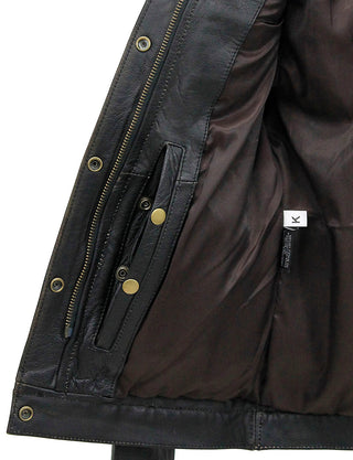 Women’s Ultra Premium Vintage Brown Leather Jean Jacket #LA6894GN